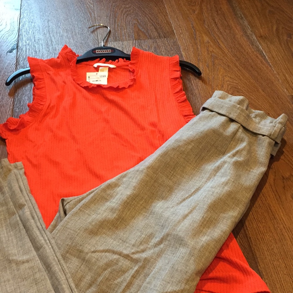 H&M bold red/orange ruffled light weight tank